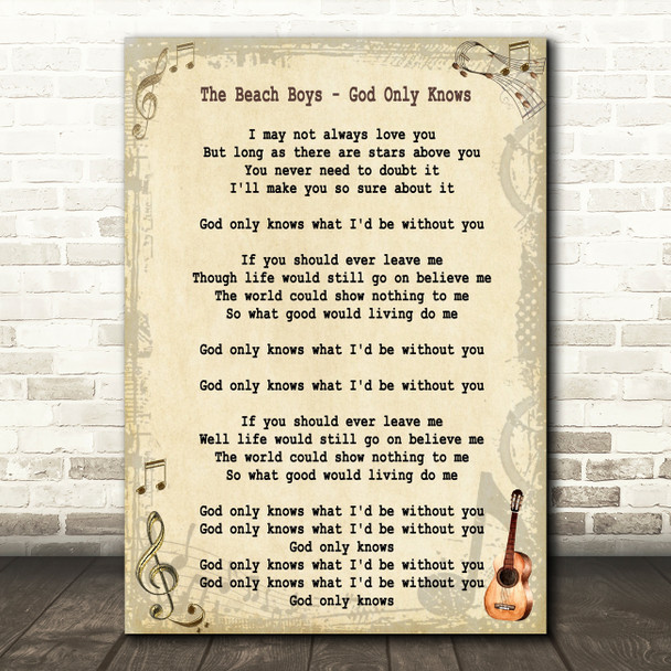 The Beach Boys God Only Knows Song Lyric Quote Print