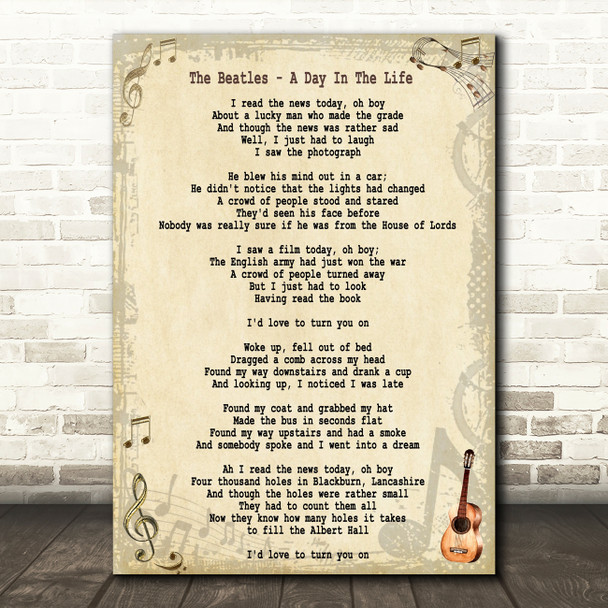 The Beatles A Day In The Life Song Lyric Quote Print