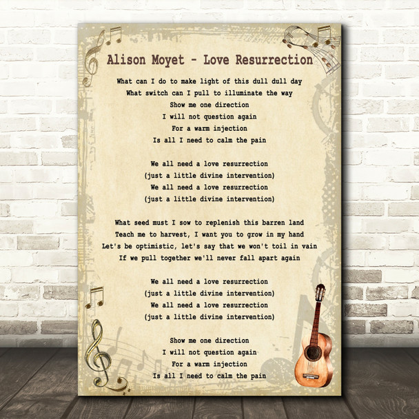 Alison Moyet Love Resurrection Song Lyric Quote Print