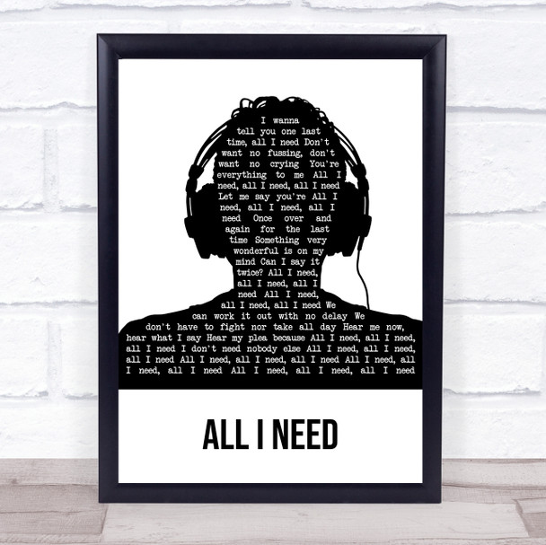 Al Green All I Need Black & White Man Headphones Song Lyric Wall Art Print