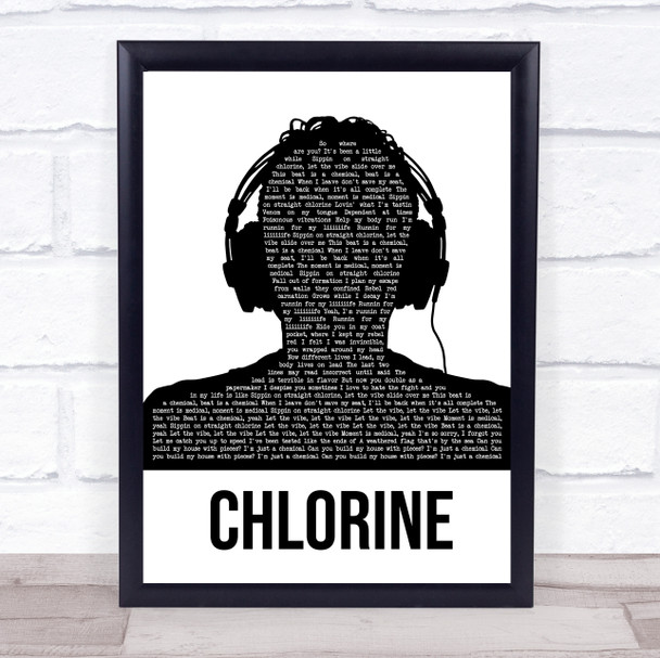 Twenty One Pilots Chlorine Black & White Man Headphones Song Lyric Wall Art Print