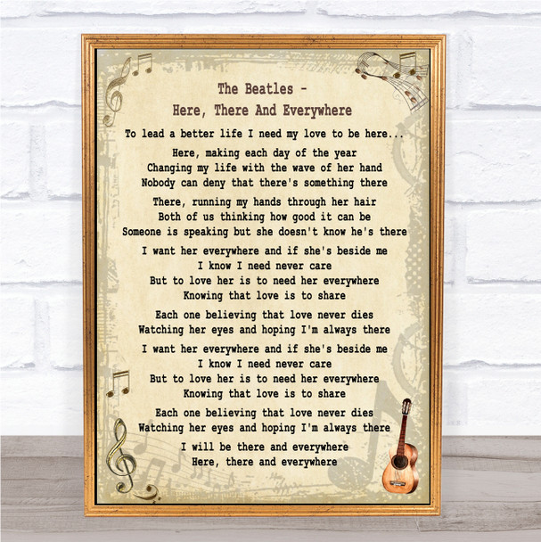 The Beatles Here, There And Everywhere Song Lyric Quote Print