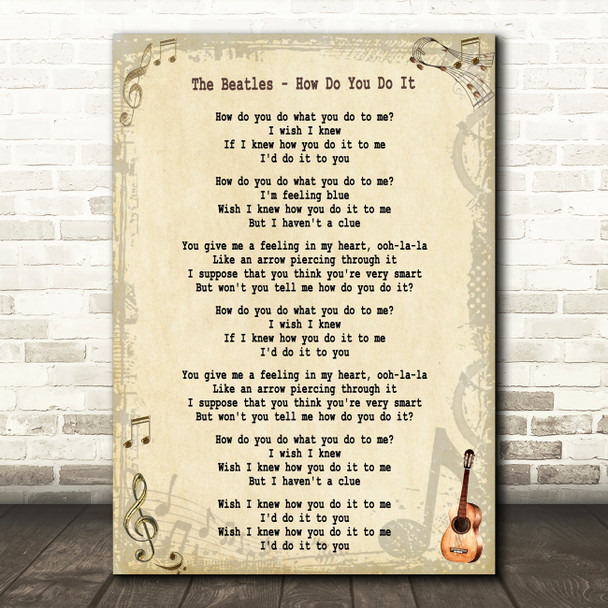 The Beatles How Do You Do It Song Lyric Quote Print