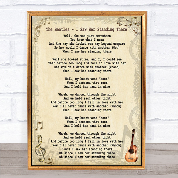 The Beatles I Saw Her Standing There Song Lyric Quote Print