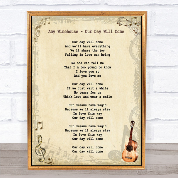 Amy Winehouse Our Day Will Come Song Lyric Quote Print