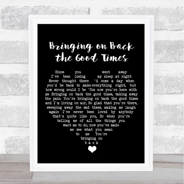 Love Affair Bringing on Back the Good Times Black Heart Song Lyric Wall Art Print