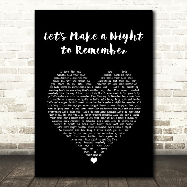 Bryan Adams Let's Make a Night to Remember Black Heart Song Lyric Wall Art Print