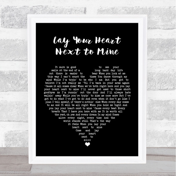 Steve Azar Lay Your Heart Next to Mine Black Heart Song Lyric Wall Art Print