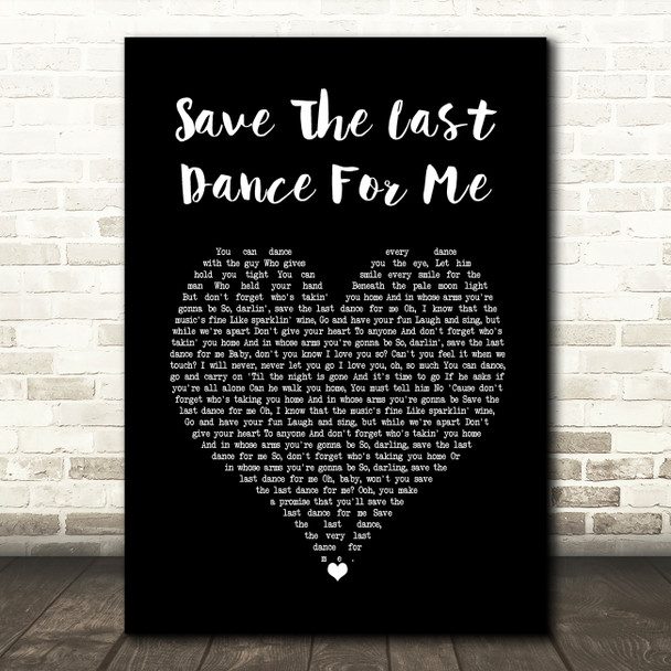 Michael Buble Save The Last Dance For Me Black Heart Song Lyric Wall Art Print