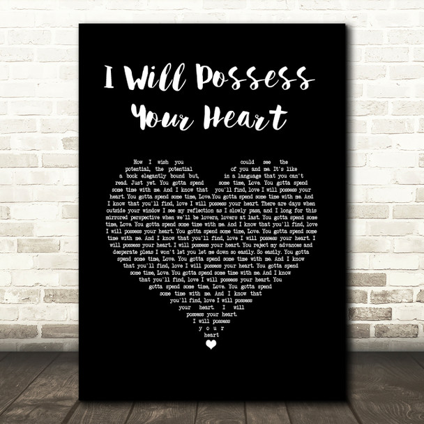 Death Cab For Cutie I Will Possess Your Heart Black Heart Song Lyric Wall Art Print