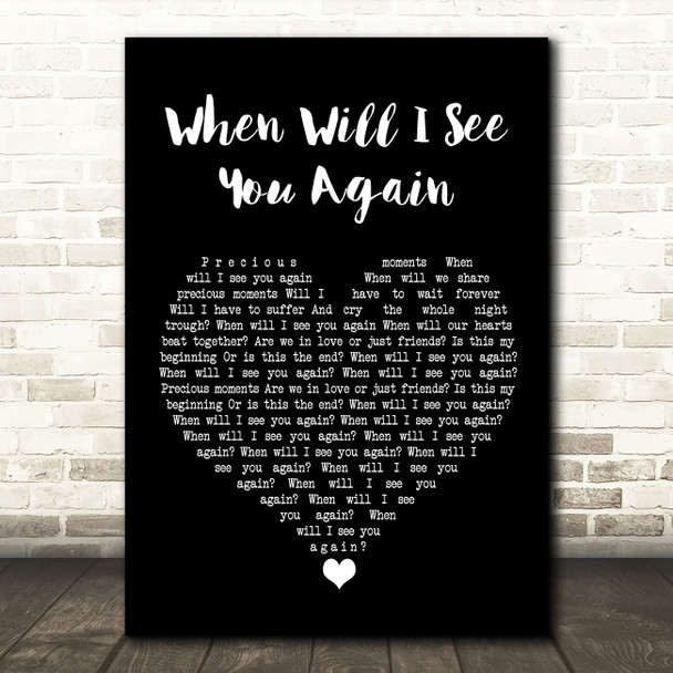 The Three Degrees When Will I See You Again Black Heart Song Lyric Wall Art Print