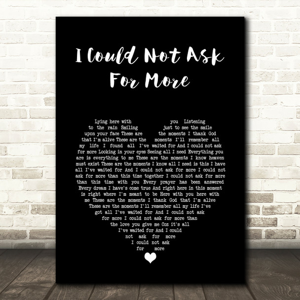 Edwin McCain I Could Not Ask For More Black Heart Song Lyric Wall Art Print