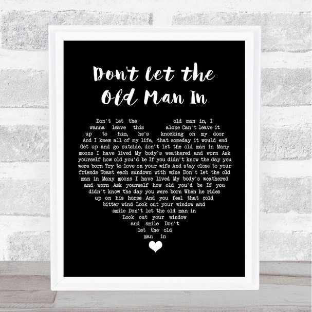 Toby Keith Don't Let the Old Man In Black Heart Song Lyric Wall Art Print