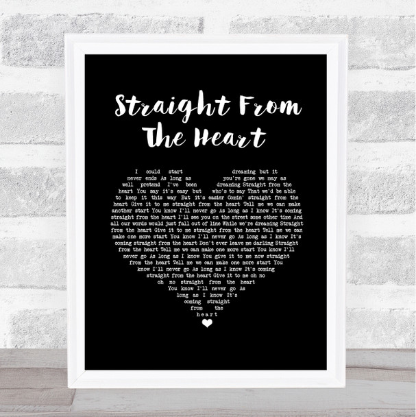 Bryan Adams Straight From The Heart Black Heart Song Lyric Wall Art Print