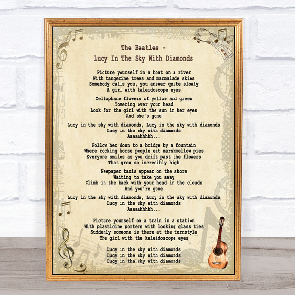 The Beatles Lucy In The Sky With Diamonds Song Lyric Quote Print