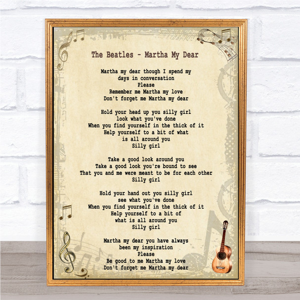 The Beatles Martha My Dear Song Lyric Quote Print