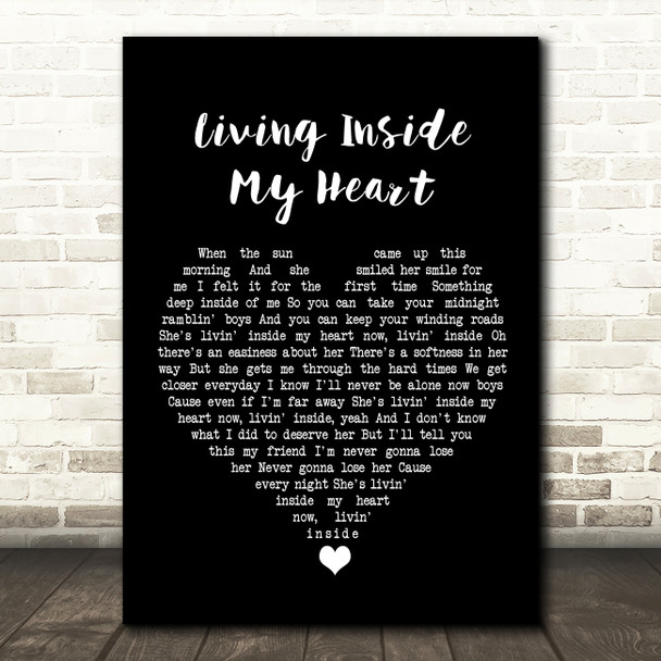 Bob Seger Living Inside My Heart Black Heart Song Lyric Wall Art Print