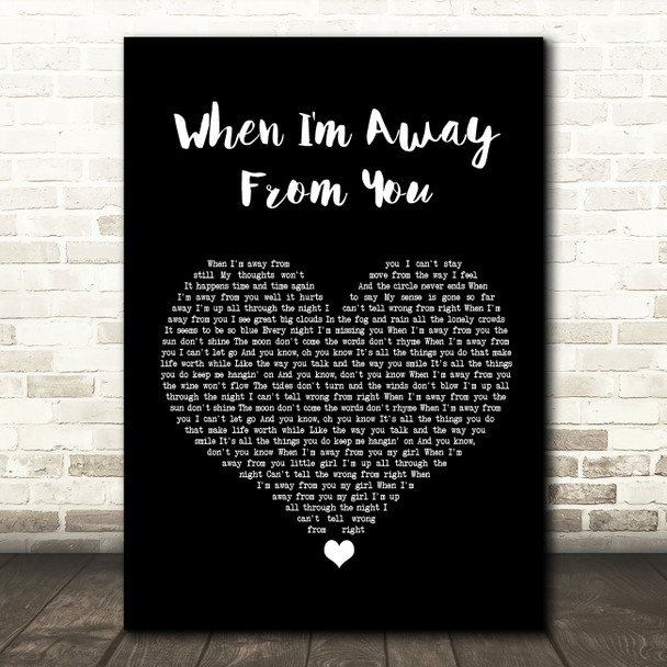 Frankie Miller When I'm Away From You Black Heart Song Lyric Wall Art Print