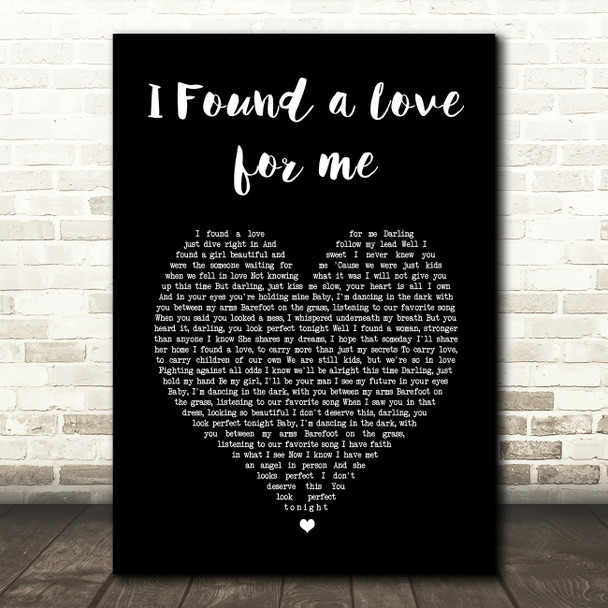 Ed Sheeran I Found a Love for me Black Heart Song Lyric Wall Art Print