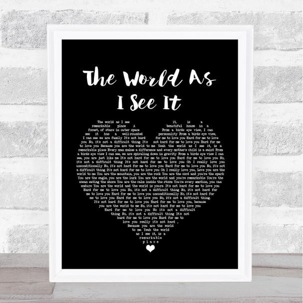 Jason Mraz The World As I See It Black Heart Song Lyric Wall Art Print