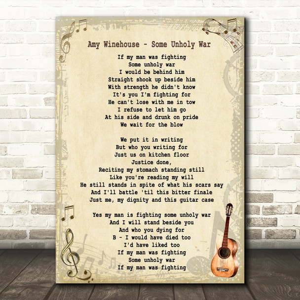 Amy Winehouse Some Unholy War Song Lyric Quote Print