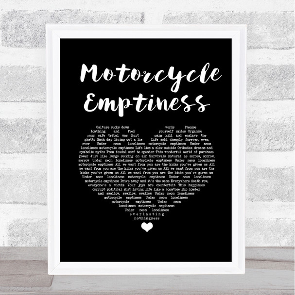 Manic Street Preachers Motorcycle Emptiness Black Heart Song Lyric Wall Art Print