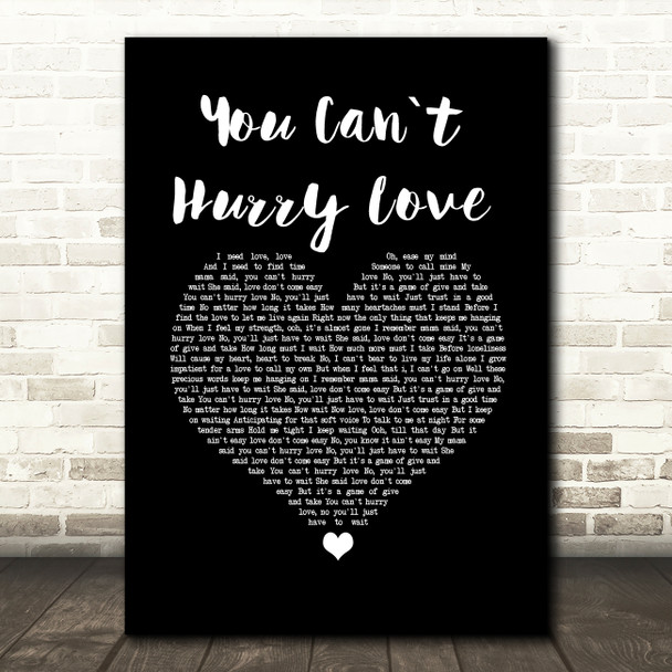 Phil Collins You Can`t Hurry Love Black Heart Song Lyric Wall Art Print