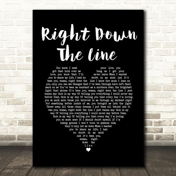 Gerry Rafferty Right Down The Line Black Heart Song Lyric Wall Art Print