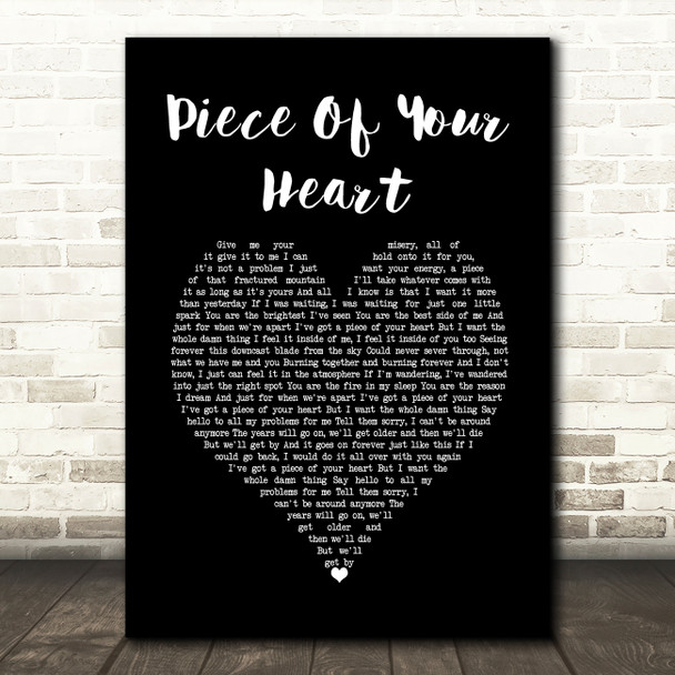 Mayday Parade Piece Of Your Heart Black Heart Song Lyric Wall Art Print