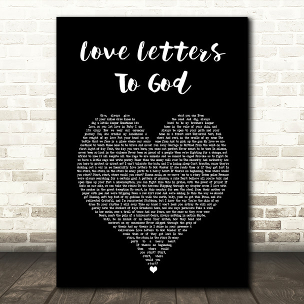 Nahko And Medicine For The People Love Letters To God Black Heart Song Lyric Wall Art Print