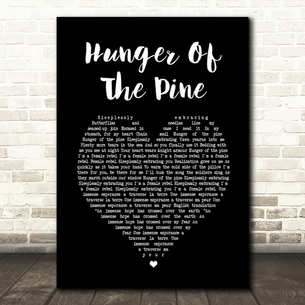 alt-J Hunger Of The Pine Black Heart Song Lyric Wall Art Print