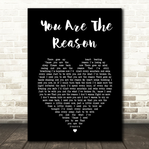 Callum Scott & Leona Lewis You Are The Reason Black Heart Song Lyric Wall Art Print