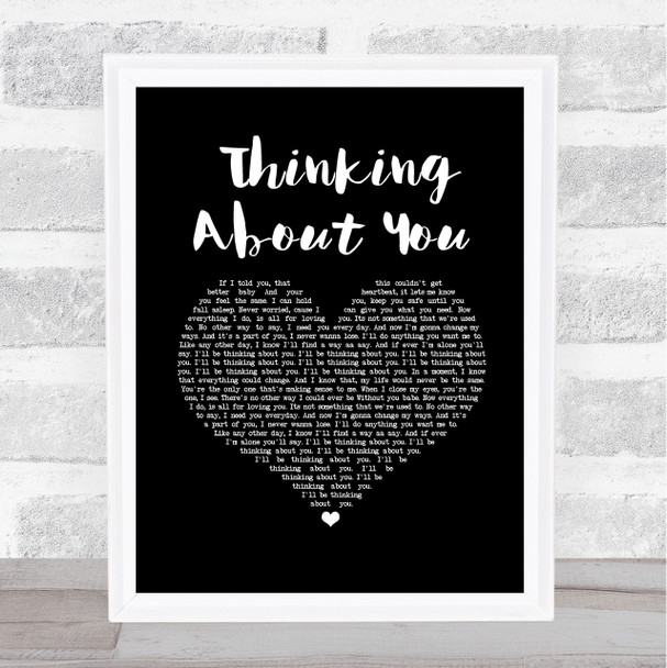 Calvin Harris Thinking About You Black Heart Song Lyric Wall Art Print