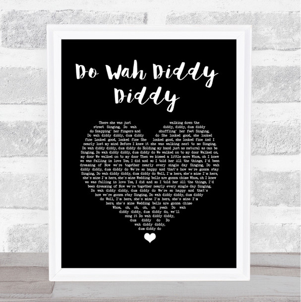 Manfred Mann Do Wah Diddy Diddy Black Heart Song Lyric Wall Art Print