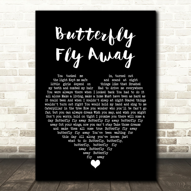 Miley Cyrus Butterfly Fly Away Black Heart Song Lyric Wall Art Print