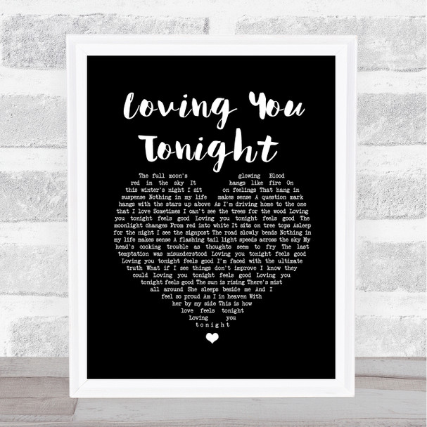 Squeeze Loving You Tonight Black Heart Song Lyric Wall Art Print