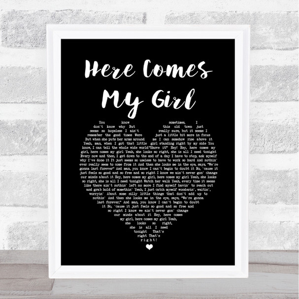Tom Petty And The Heartbreakers Here Comes My Girl Black Heart Song Lyric Wall Art Print