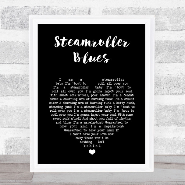 Elvis Presley Steamroller Blues Black Heart Song Lyric Wall Art Print