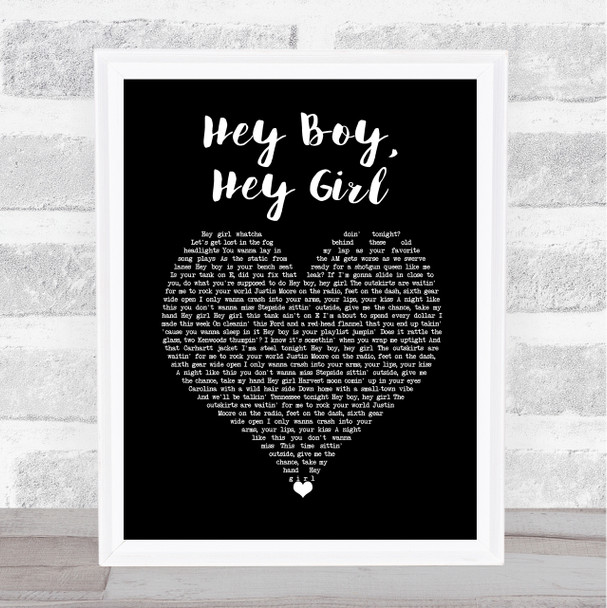 Ryan Upchurch & Katie Noel Hey Boy, Hey Girl Black Heart Song Lyric Wall Art Print