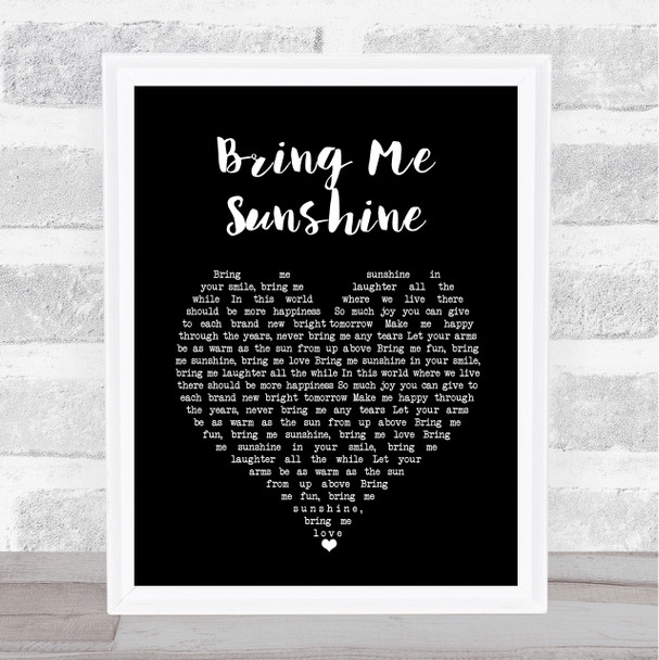 Willie Nelson Bring Me Sunshine Black Heart Song Lyric Wall Art Print