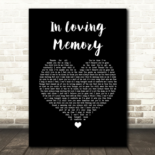 Alter Bridge In Loving Memory Black Heart Song Lyric Wall Art Print