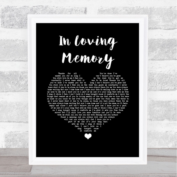 Alter Bridge In Loving Memory Black Heart Song Lyric Wall Art Print
