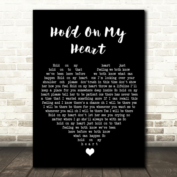 Genesis Hold On My Heart Black Heart Song Lyric Wall Art Print