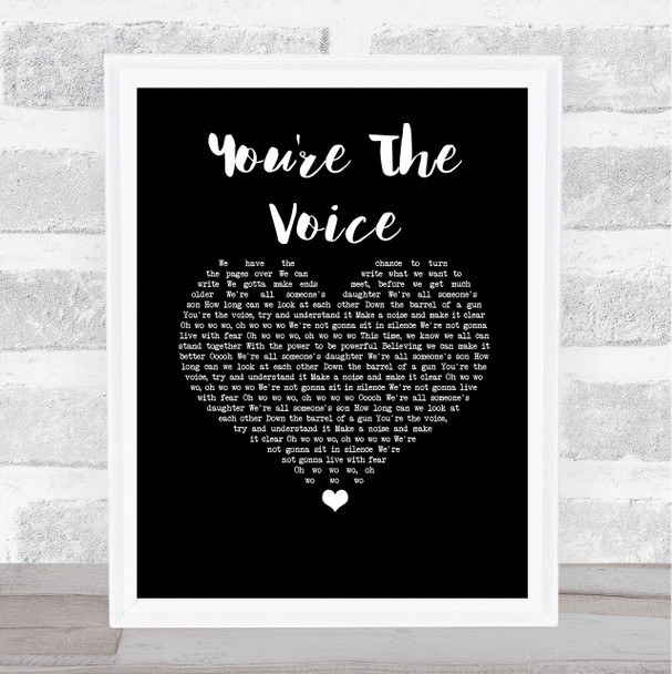 John Farnham You're The Voice Black Heart Song Lyric Wall Art Print