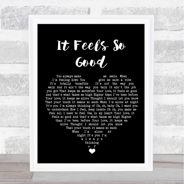 Sonique It Feels So Good Black Heart Song Lyric Wall Art Print