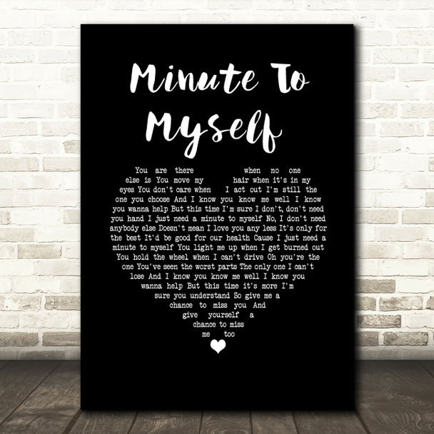 Tori Kelly Minute To Myself Black Heart Song Lyric Wall Art Print