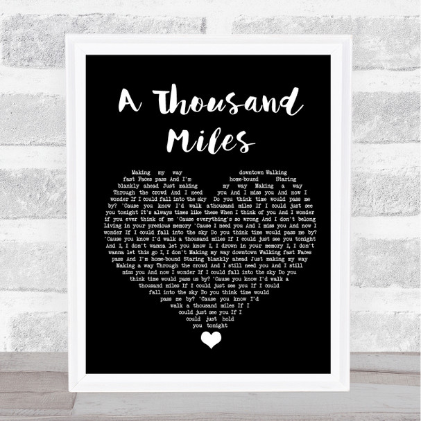 Vanessa Carlton A Thousand Miles Black Heart Song Lyric Wall Art Print