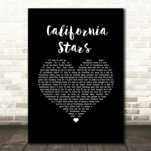 Wilco California Stars Black Heart Song Lyric Wall Art Print