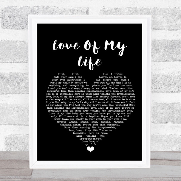 Brian McKnight Love Of My Life Black Heart Song Lyric Wall Art Print