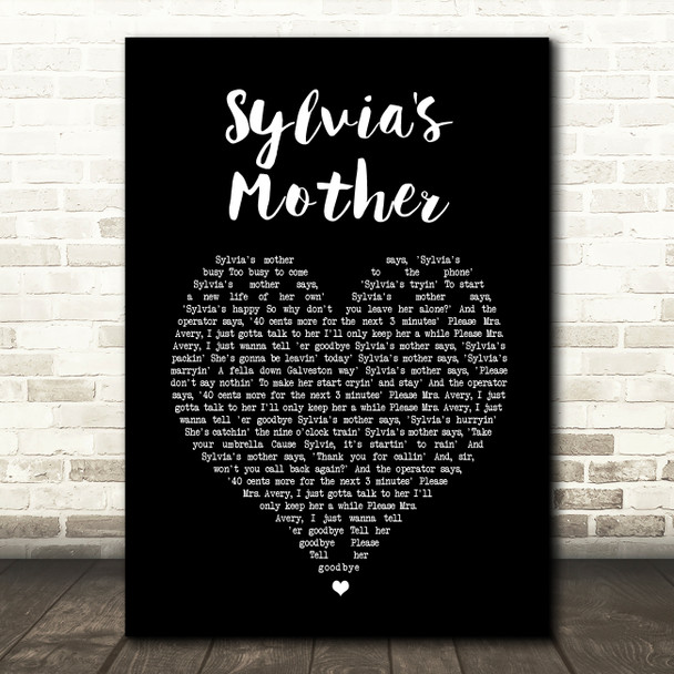 Dr. Hook Sylvia's Mother Black Heart Song Lyric Wall Art Print